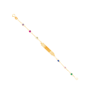 Pulseira Chapinha Zircônias Multicor em Ouro 18K - AU13942