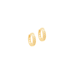 Brinco Argolinha Zircônias Cravejada em Ouro 18K - AU14057