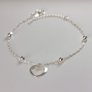 Pulseira Coração e Bolinhas em Prata 925 - PL22763