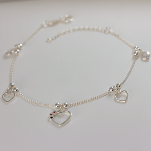 Pulseira Coração com Ponto de Luz em Prata 925 - PL22759
