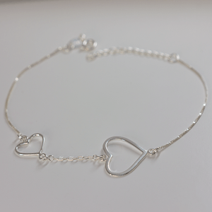 Pulseira Dois Corações em Prata 925 - PL22766