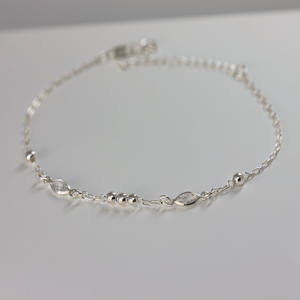 Pulseira Navete e Bolinhas em Prata 925 - PL22773