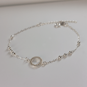Pulseira Circulo Cravejado e Bolinhas em Prata 925 - PL22768
