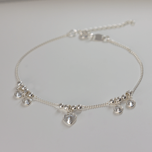 Pulseira Coração com Ponto de Luz em Prata 925 - PL22760