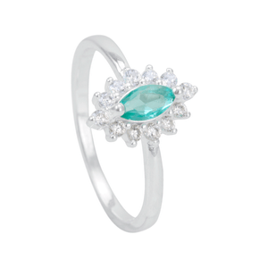 Anel Navete Aqua Cravejado em Prata 925 - PL22653