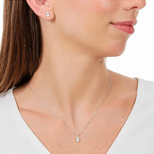 Conjunto Ponto Luz Zircônia Oval em Prata 925 - PL22813
