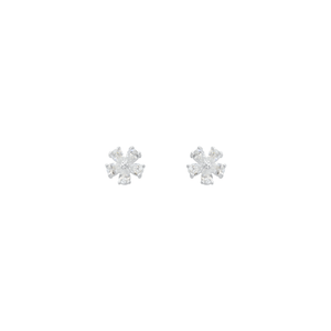 Brinco Flor Cristal White em Prata 925 - PL22898