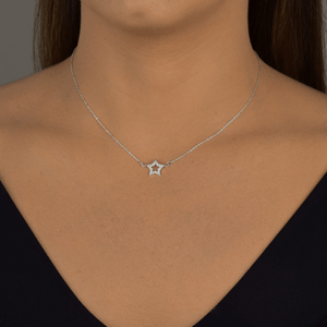 Colar Choker Estrela Cravejada em Prata 925 - PL23088