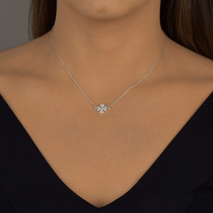 Colar Trevo com Zircônia em Prata 925 - PL23084
