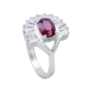 Anel Zircônia e Rubelita em Prata 925 - PL23046