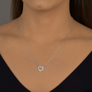 Colar Coração Vazado Cravejado em Prata 925 - PL23199
