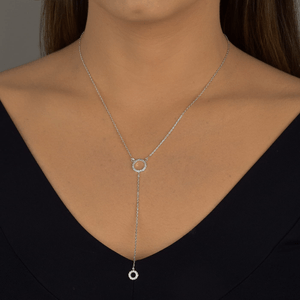 Colar Círculos com Zircônias Pendente em Prata 925 - PL23201