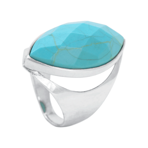 Anel Turquesa Facetada em Prata 925 - PL23114