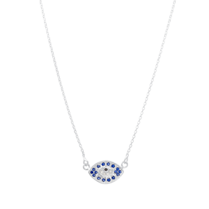 Colar Olho Grego com Zircônias Azul, Preta e  Branco em Prata 925 - PL23150