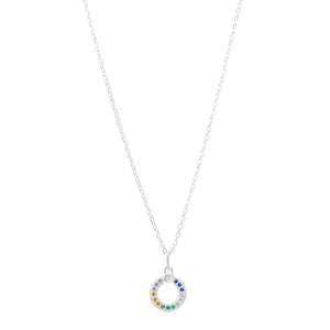 Colar Circulo com Zircônias Coloridas em Prata 925 - PL22007