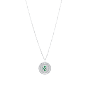 Colar Medalha Trevo da Sorte com Zircônia Verde em Prata 925 - PL23142