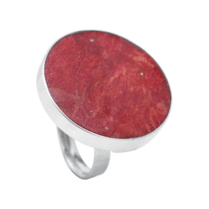 Anel Redondo Coral em Prata 925 - PL23055
