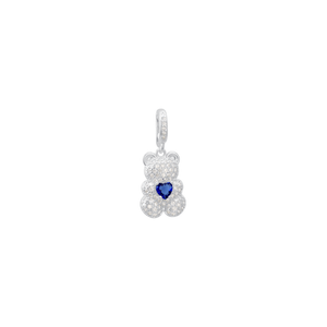 Pingente Ursinho Cravejado Azul em Prata 925 - PL23215
