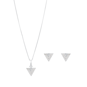 Conjunto Triangulo com Zircônias em Prata 925 - PL23230