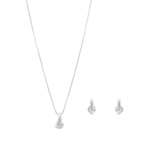 Conjunto Coração Embutido em Prata 925 - PL23238