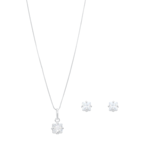 Conjunto Quadrado Zircônia em Prata 925 - PL23233