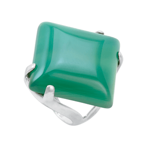 Anel Quadrado Ágata Verde em Prata 925 - PL23119