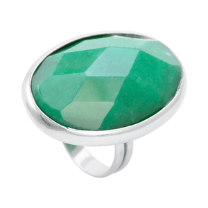 Anel Oval Jade Verde em Prata 925 - PL23133