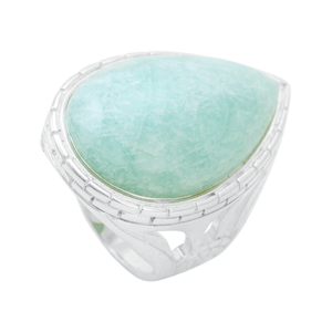 Anel Gota Pedra Amazonita em Prata 925 - PL23129