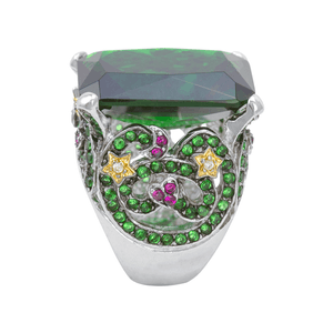 Anel Cristal Verde em Prata 925 - PL23122