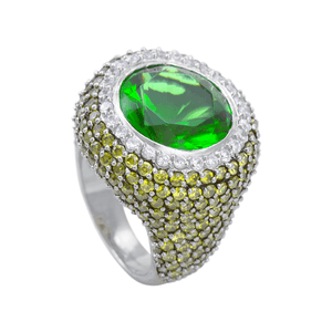 Anel Redondo Zircônia Verde em Prata 925 - PL23127