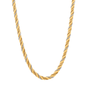 Colar Cordão Vintage Tricolor em Aço com Banho de Ouro 18K - PL22035