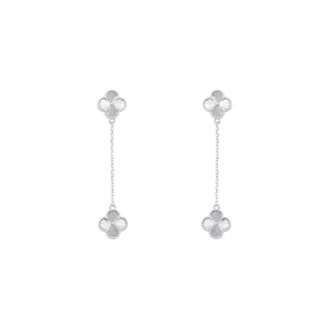 Brinco Dois Trevos com Corrente em Prata 925 - PL21912