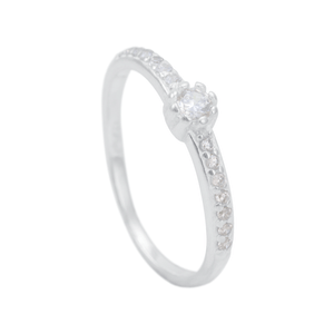 Anel com Zircônia Aro Cravejado em Prata 925 - PL23366