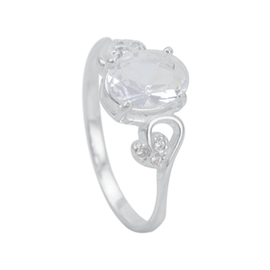 Anel Zircônia Oval em Prata 925 - PL23371