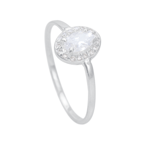 Anel Zircônia Oval em Prata 925 - PL23372