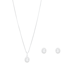 Conjunto Oval com Zircônias em Prata 925 - PL23418