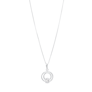 Colar Círculo Duplo com Zircônias em Prata 925 - PL23422