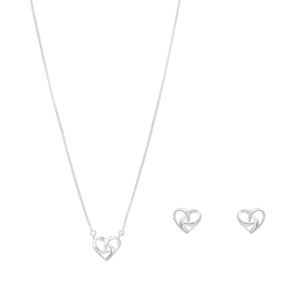 Conjunto Coração Entrelaçado em Prata 925 - PL23407