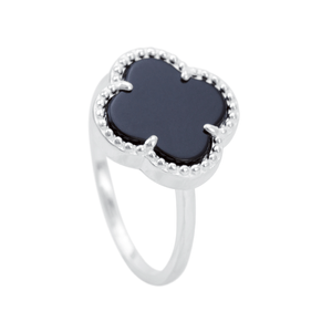 Anel Trevo Madre Negra em Prata 925 - PL23447