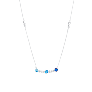 Colar Central 3 Corações Azul em Prata 925 - PL23509