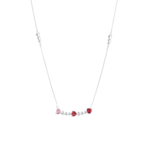 Colar Central 3 Corações Rosa em Prata 925 - PL23507