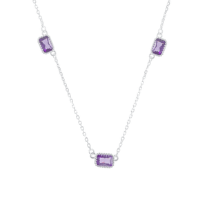 Colar com Zircônias Retangular em Prata 925 - PL23481