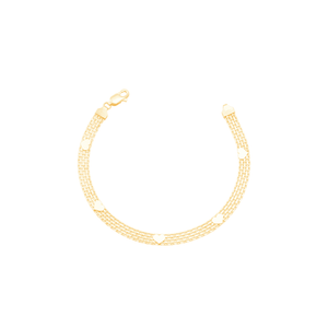 Pulseira Taparela com Coração 5MM em Ouro 18K - AU14188