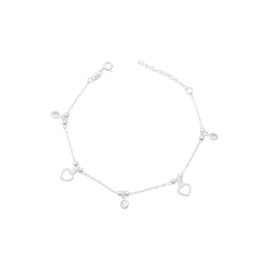 Pulseira Coração e Ponto de Luz em Prata 925 - PL23575