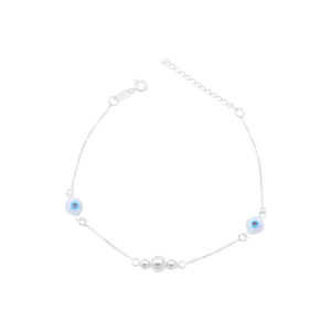 Pulseira Olho Grego e Bolinhas em Prata 925 - PL23577