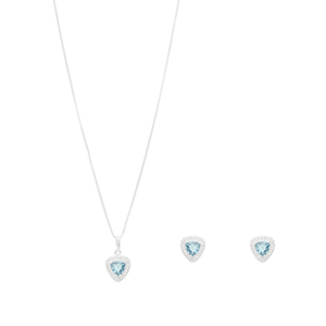 Conjunto Triângulo Azul em Prata 925 - PL23605