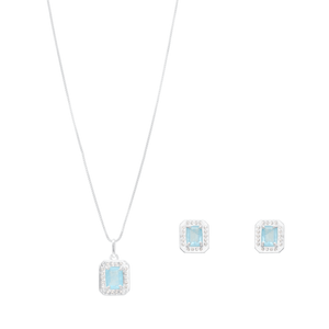 Conjunto Quadrado Aqua Fusion em Prata 925 - PL23604
