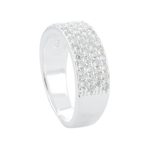 Anel Cravejado com Zircônias em Prata 925 - PL23927