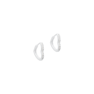 Brinco Argola em Prata 925 Coração com Zircônias - PL20703