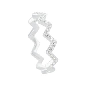 Anel Zig Zag com Zircônias em Prata 925 - PL23939